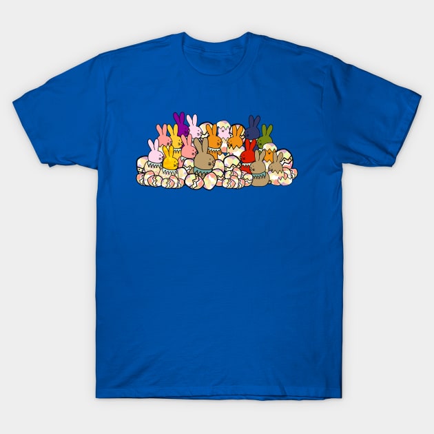 Easter Bunny Rabbits Chicks and Easter Eggs T-Shirt by ellenhenryart